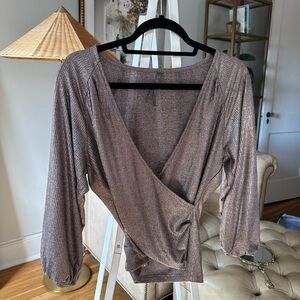 Anthropologie Xs brown shimmer top
